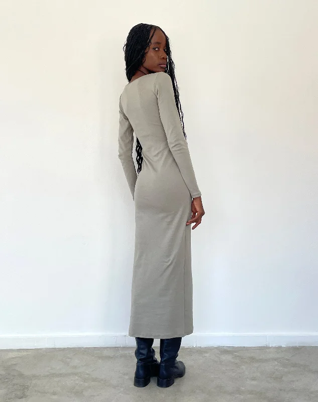 Belila Long Sleeve Maxi Dress in Sage Grey