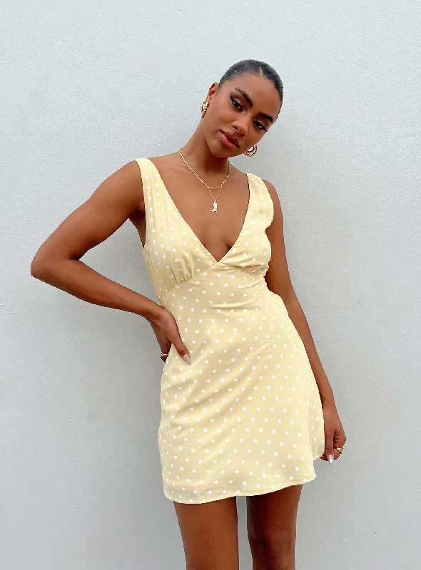 Nellie Mini Dress Yellow Polka Dot