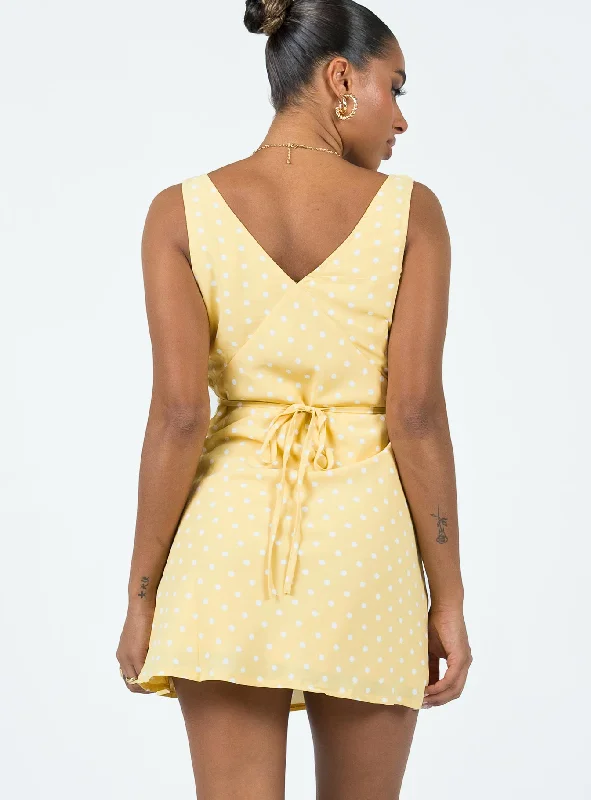 Nellie Mini Dress Yellow Polka Dot