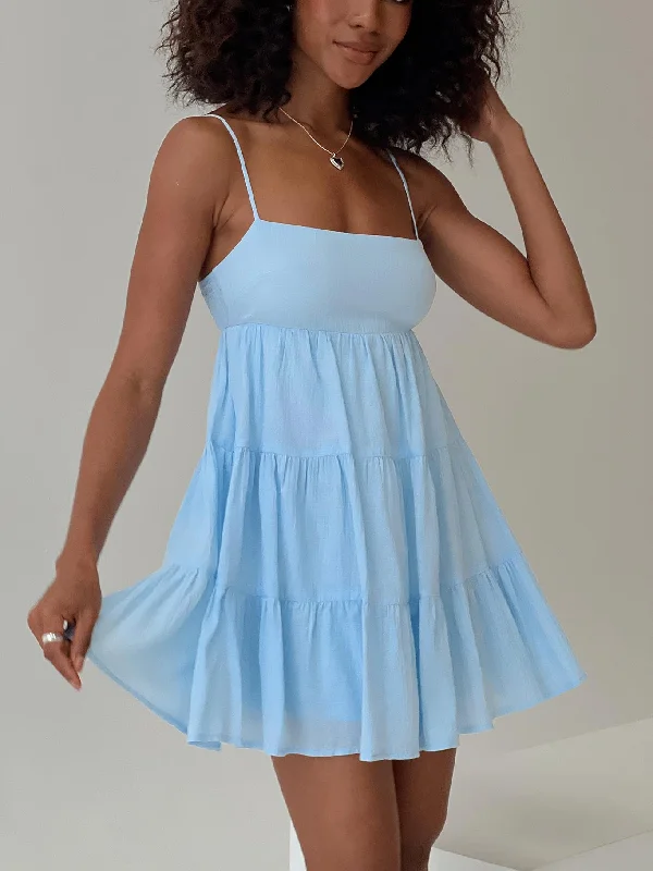 Palatial Mini Dress Light Blue