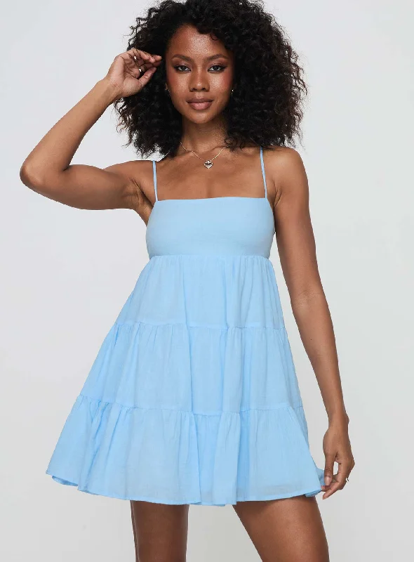 Palatial Mini Dress Light Blue