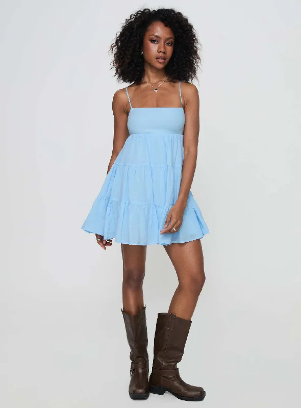 Palatial Mini Dress Light Blue