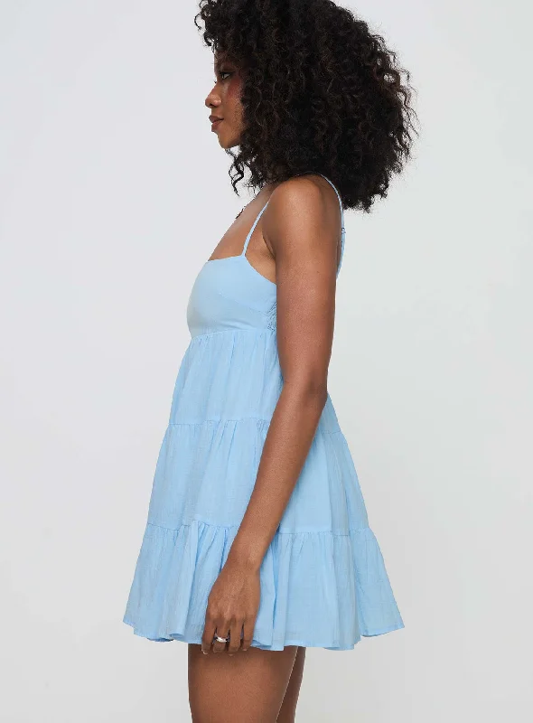 Palatial Mini Dress Light Blue