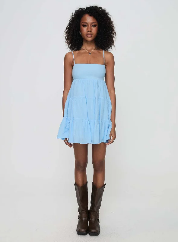 Palatial Mini Dress Light Blue