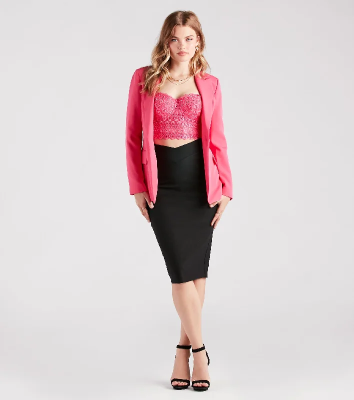 Chic And Snatched Woven Pencil Skirt