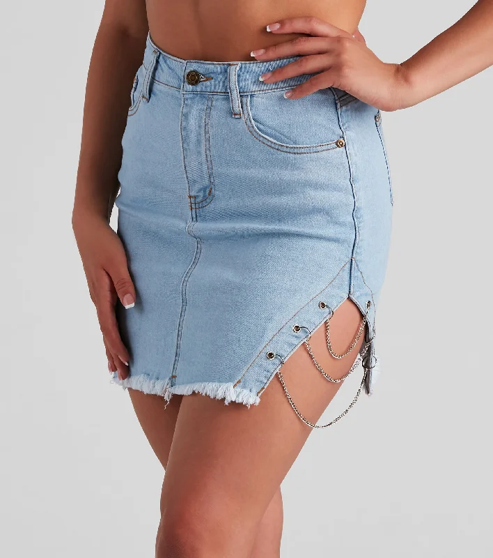 Harley Chain-Detail Denim Mini Skirt by Windsor Denim