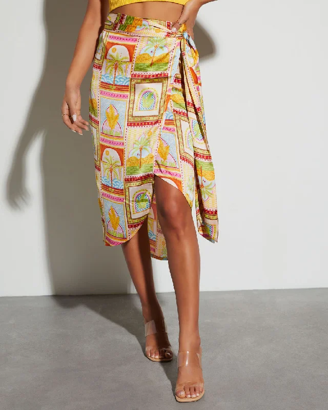 Los Cabos Printed Wrap Skirt