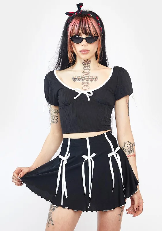 Naughty Bow Down To Me Skater Skirt