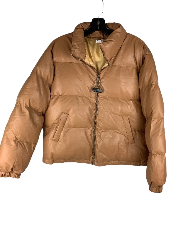 Jacket Puffer & Quilted By Tcec In Brown, Size: L