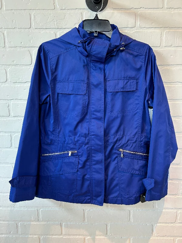 Jacket Windbreaker By Talbots In Blue, Size: M