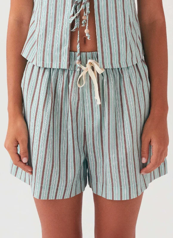 Allania Linen Shorts - Coastal Stripe