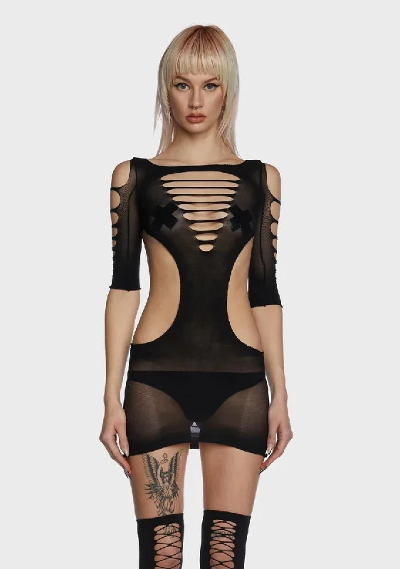 Can't Be Caged Slashed Bodysuit Dress