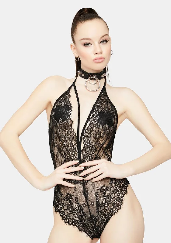 Down For It Plunging Lace Teddy