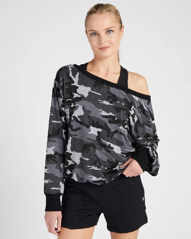 Camo One Shoulder Pullover