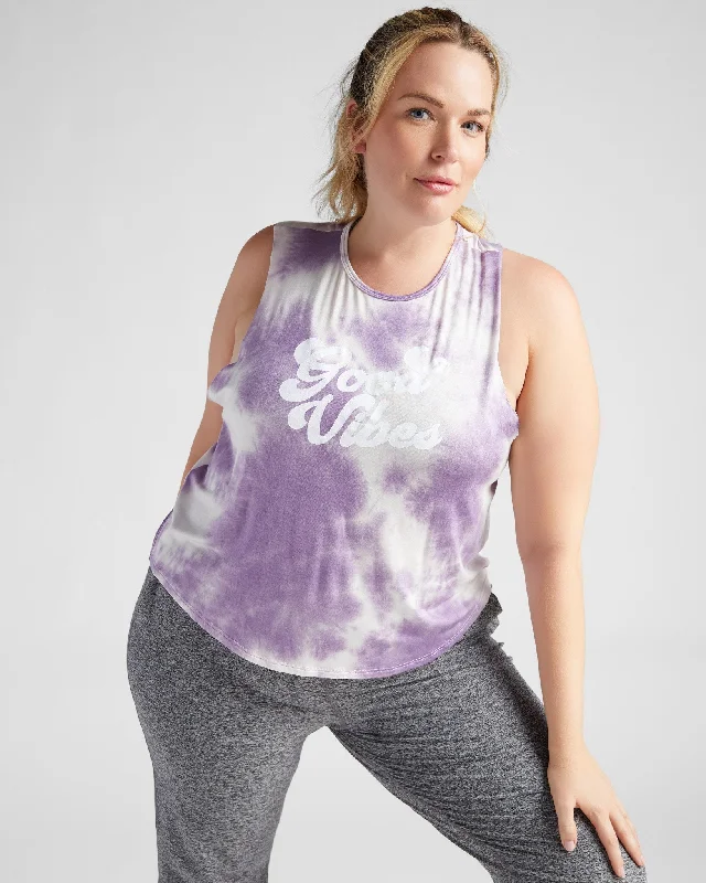 Plus Size Printed Tie-Dye Graphic Muscle Tank