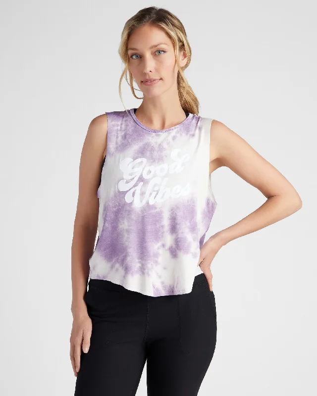 Printed Tie-Dye Graphic Muscle Tank