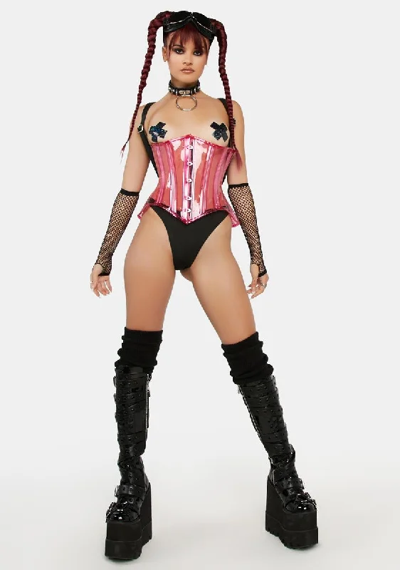 Lavish Pink Clear Curvy Underbust Waist Cincher Corset