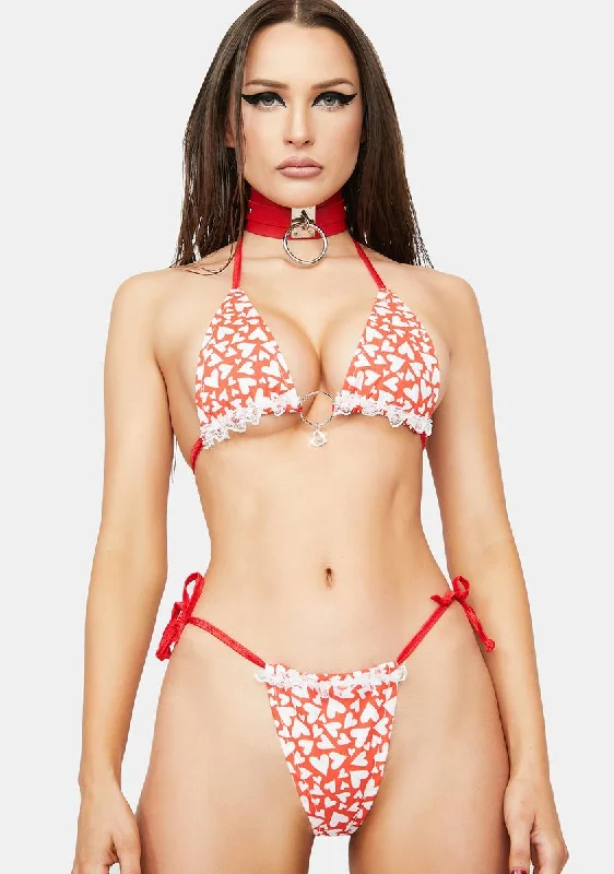 Red Hearts Lingerie Set