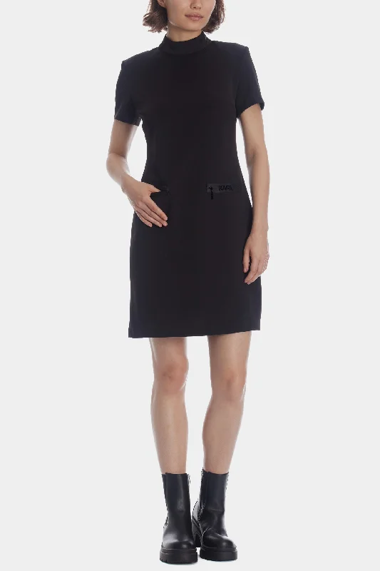 Short Sleeve Mock Neck Dress