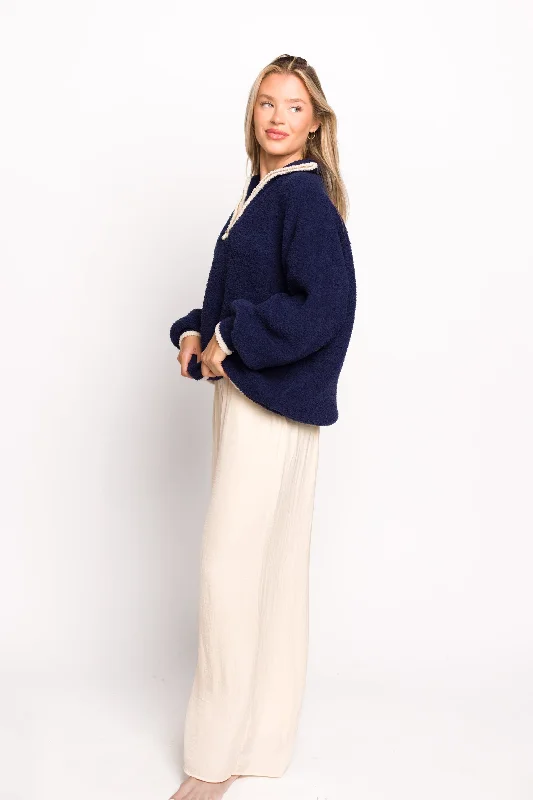 Jody Soft Knit Quarter-Zip Sweater in Navy