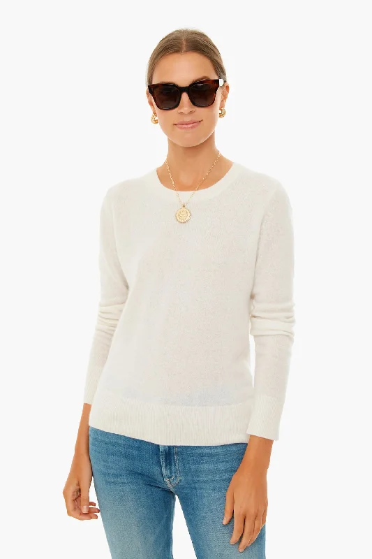 Soft White Cashmere Classic Crewneck Sweater