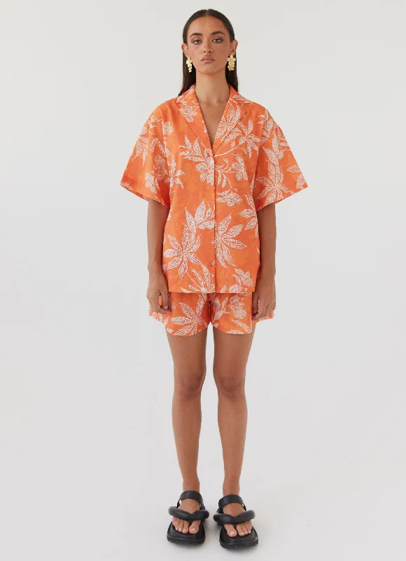 Sweet Relief Linen Shorts - Tropic Sunset