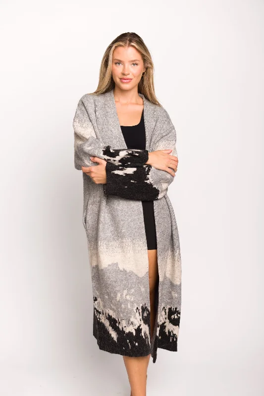 Wide Open Spaces Duster Cardigan with Open Front in Grey