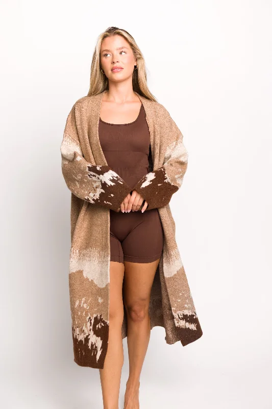 Wide Open Spaces Duster Cardigan with Open Front in Taupe