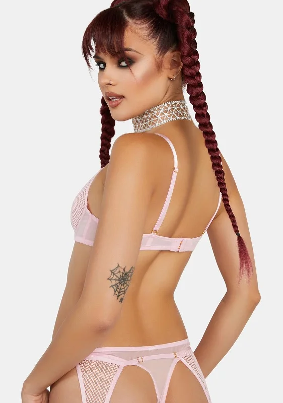 x Hustler Greta Pink Fishnet Suspender Thong