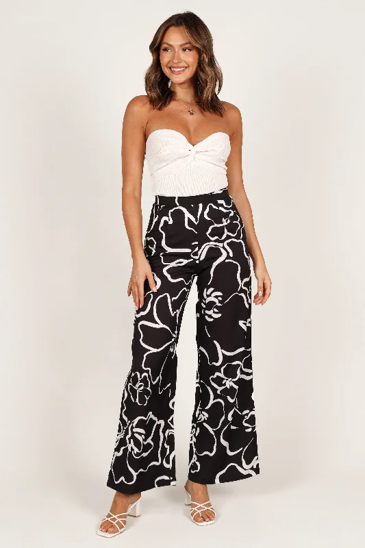 York Pant - White Black Floral