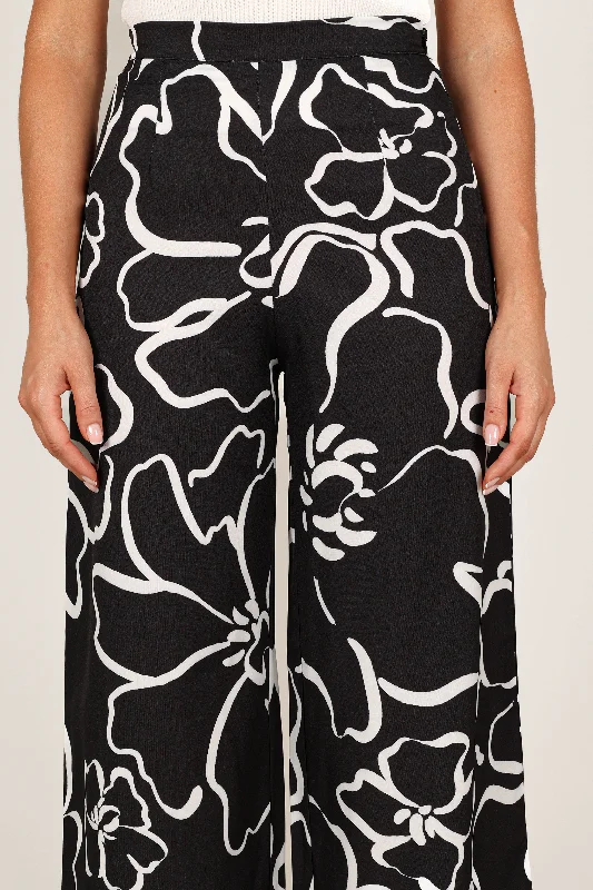 York Pant - White Black Floral