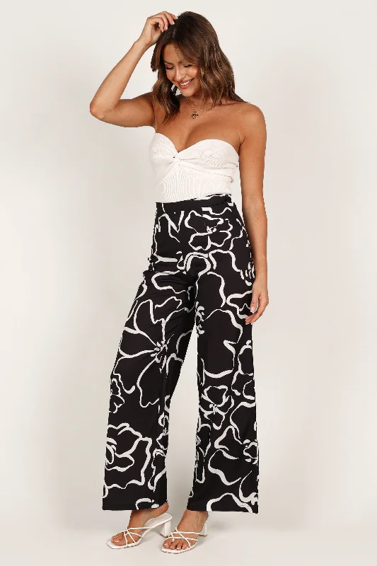 York Pant - White Black Floral