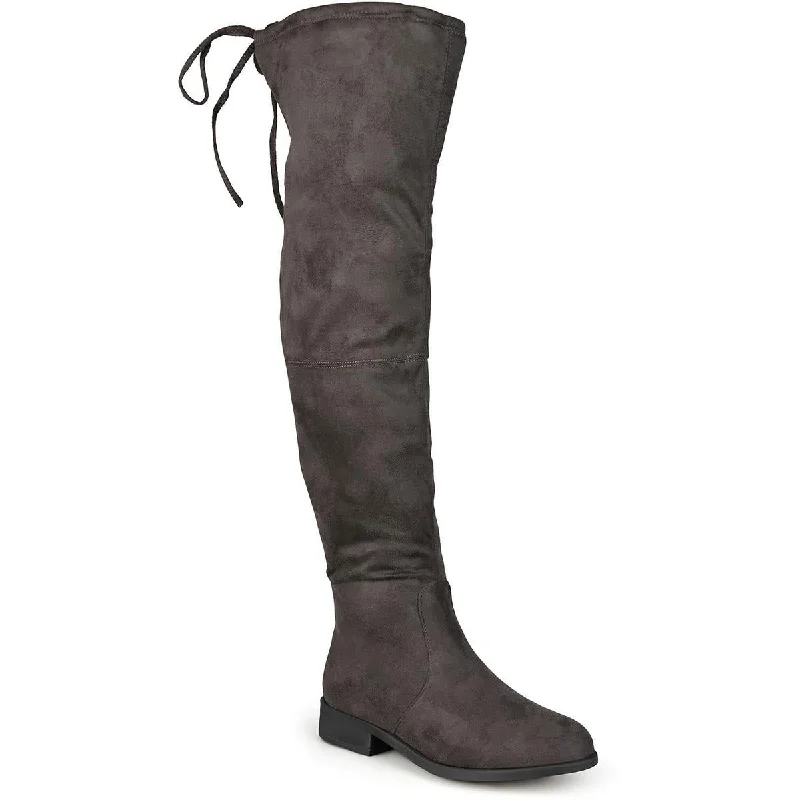 Womens Almond Toe Block Heel Over-The-Knee Boots