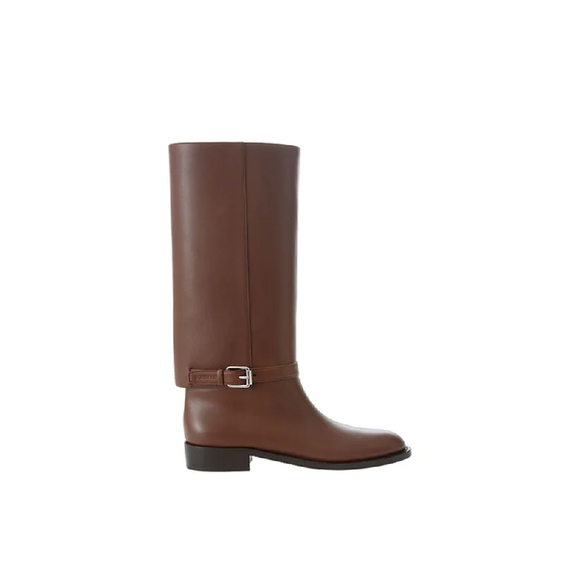 Burberry Elegant Leather Boots in Rich Women's Brown