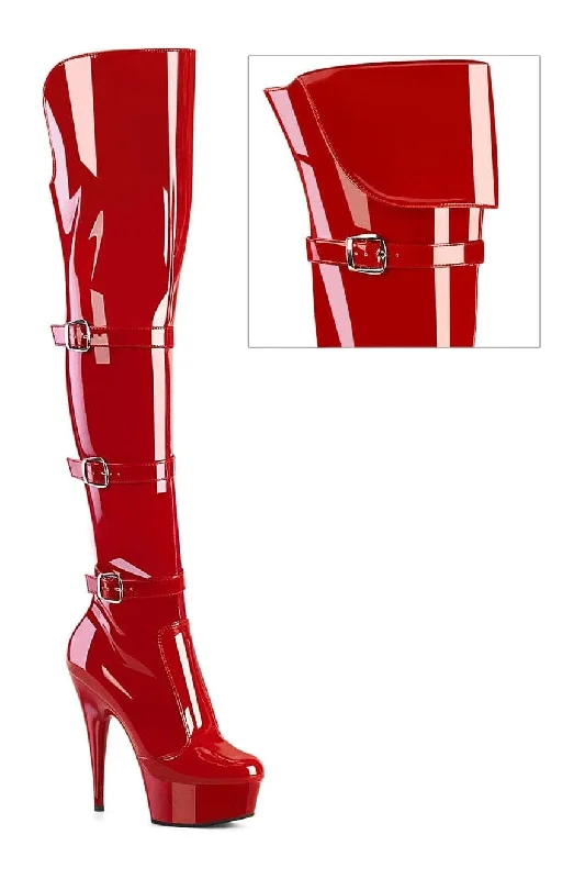 DELIGHT-3018 Red Patent Thigh Boot