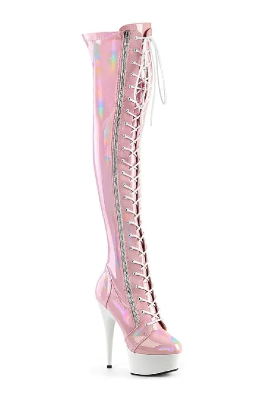 DELIGHT-3029 Pink Patent Thigh Boot