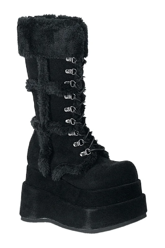 BEAR-202 Black Vegan Leather Knee Boot