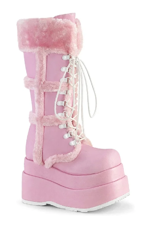 BEAR-202 Pink Vegan Leather Knee Boot