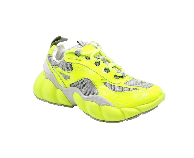 MCM Women's Neon Yellow Luft Collection Visetos Canvas Sneaker