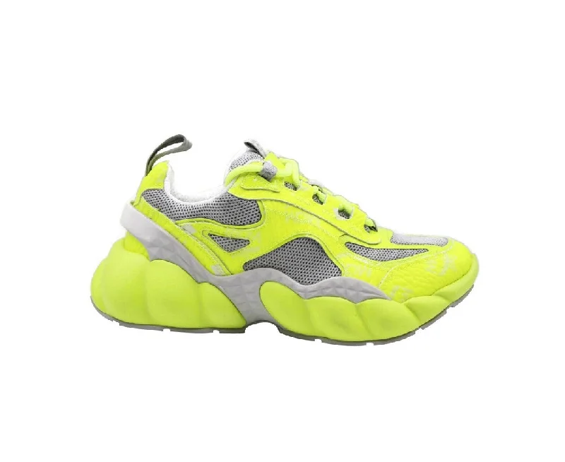 MCM Women's Neon Yellow Luft Collection Visetos Canvas Sneaker