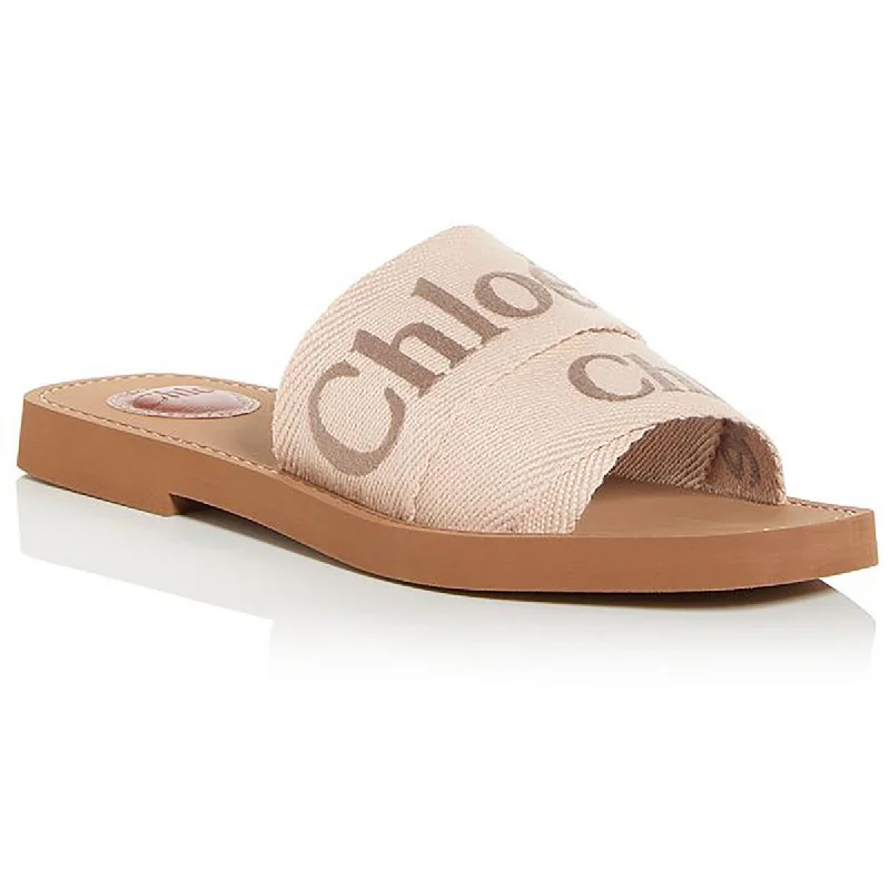 Womens Logo Flat Slide Sandals