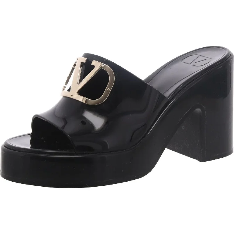 Womens Patent Slide On Mule Sandals