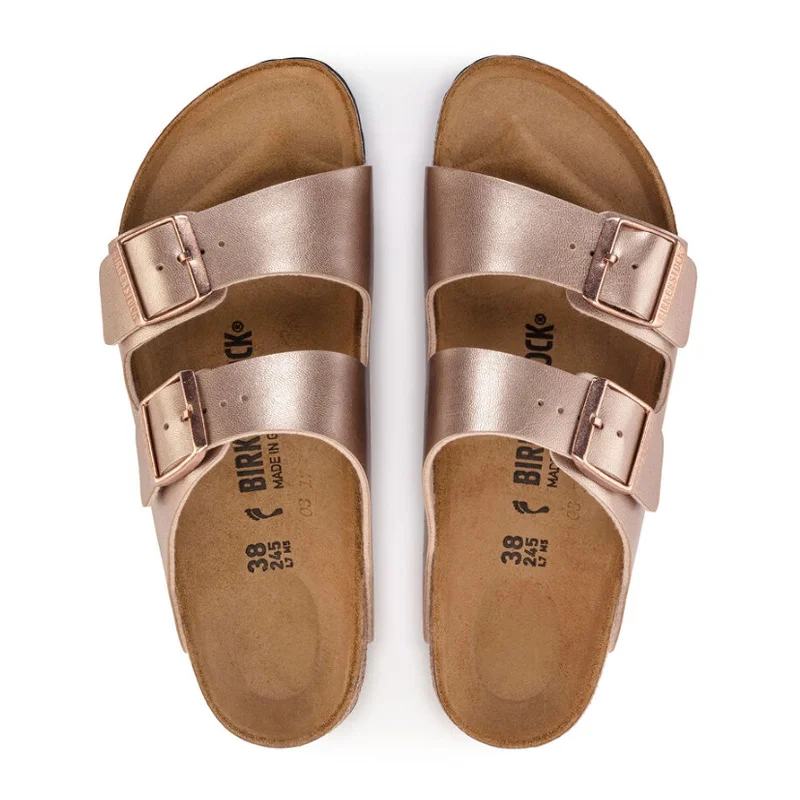 Birkenstock Arizona Slide Sandal (Women) - Copper Birko-Flor