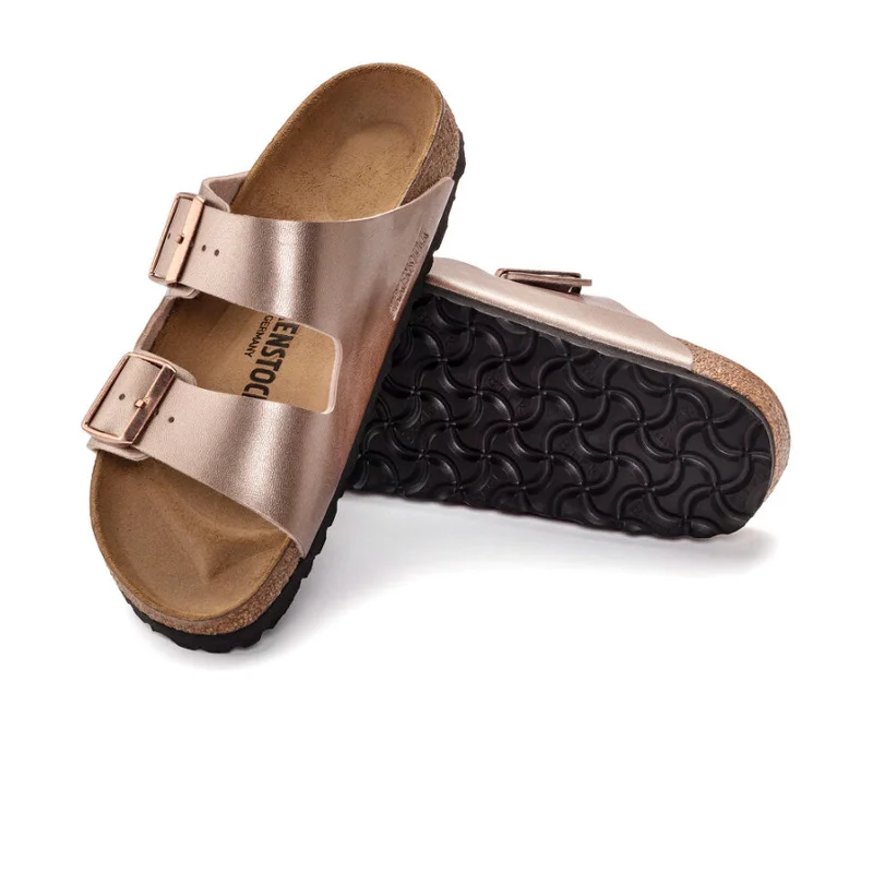 Birkenstock Arizona Slide Sandal (Women) - Copper Birko-Flor