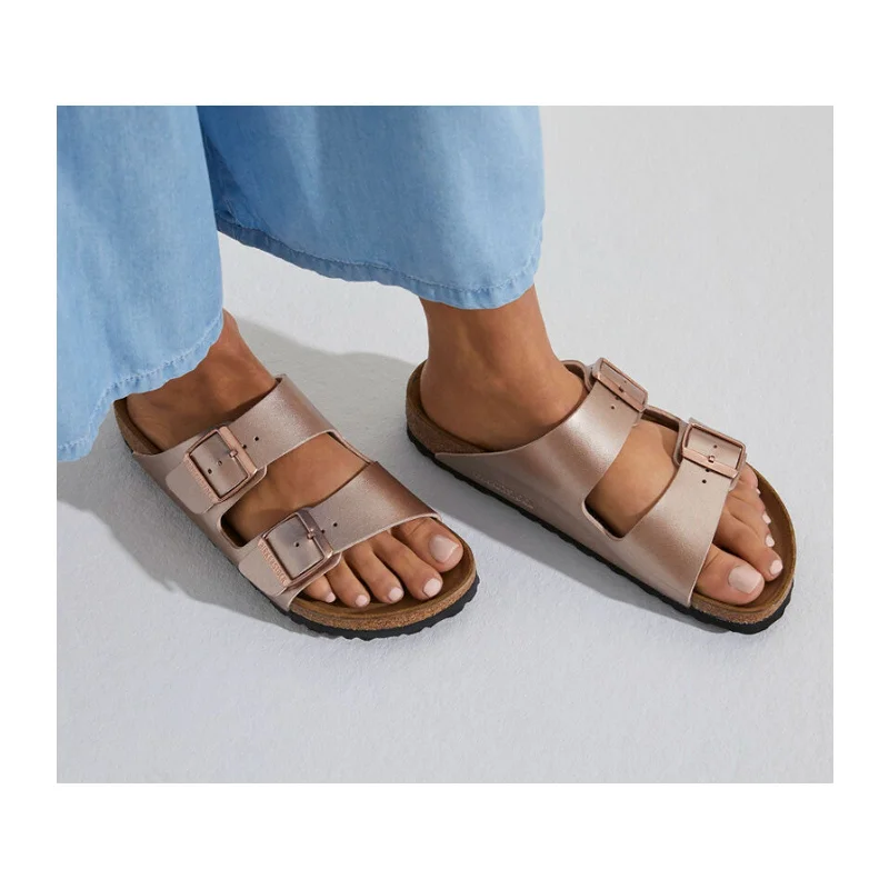 Birkenstock Arizona Slide Sandal (Women) - Copper Birko-Flor