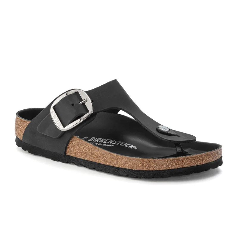 Birkenstock Gizeh Big Buckle Sandal (Women) - Black Oiled Leather