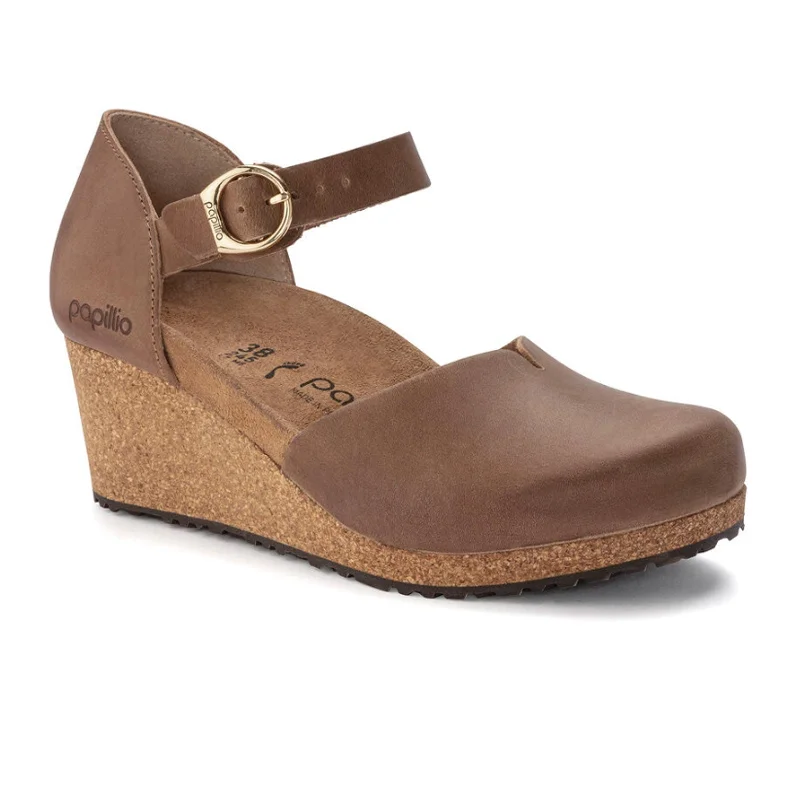 Birkenstock Mary Ring-Buckle Wedge Sandal (Women) - Cognac Oiled Leather