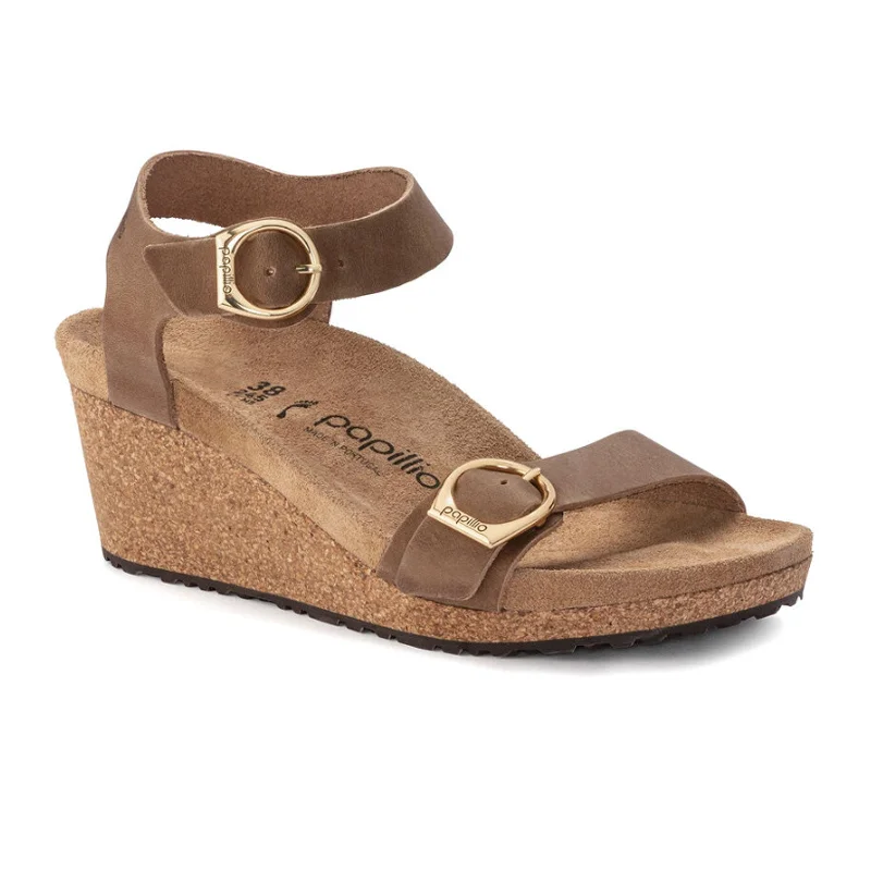 Birkenstock Soley Ring-Buckle Wedge Sandal (Women) - Cognac Oiled Leather