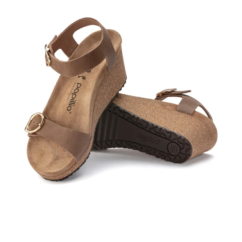 Birkenstock Soley Ring-Buckle Wedge Sandal (Women) - Cognac Oiled Leather