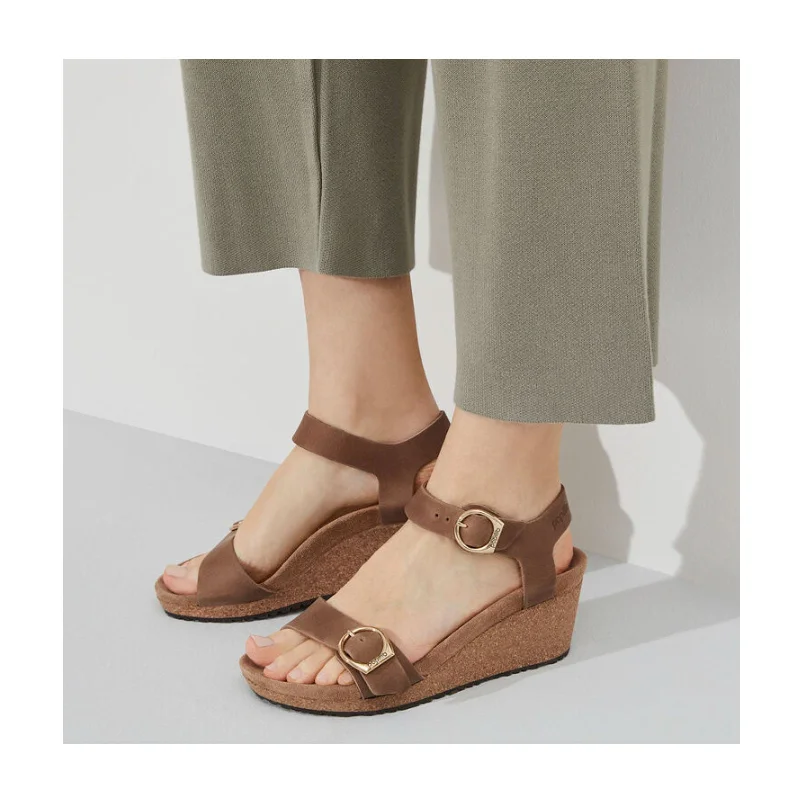 Birkenstock Soley Ring-Buckle Wedge Sandal (Women) - Cognac Oiled Leather